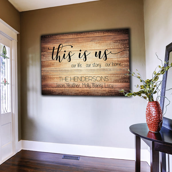 Personalized Canvas Wall Art With Family Name "This Is Us - Our Home ...