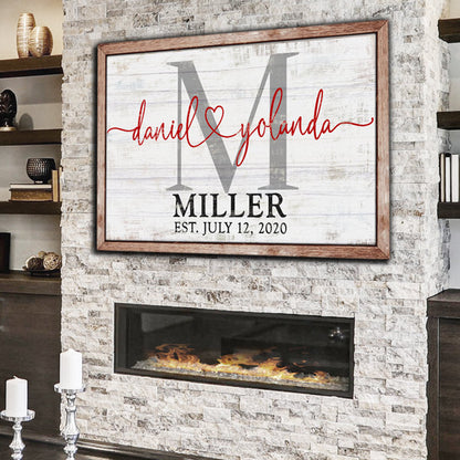 Personalized "Wedding Names & Established Dates" Rustic Premium Canvas Wall Art