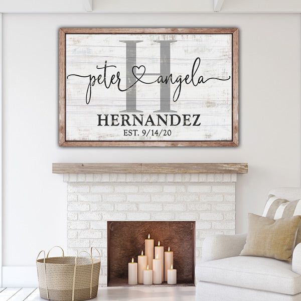 Personalized "Couple's Names Joined by Love" Rustic Premium Canvas
