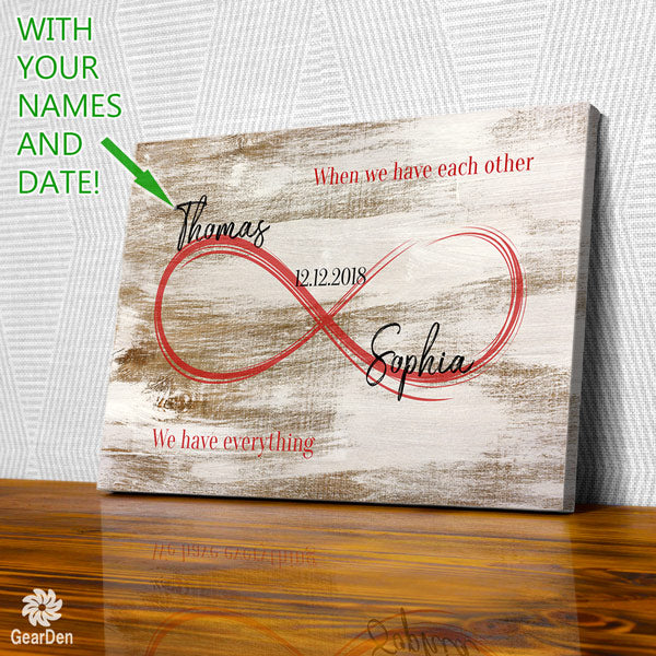 personalized when we are together wedding date names canvas wall art
