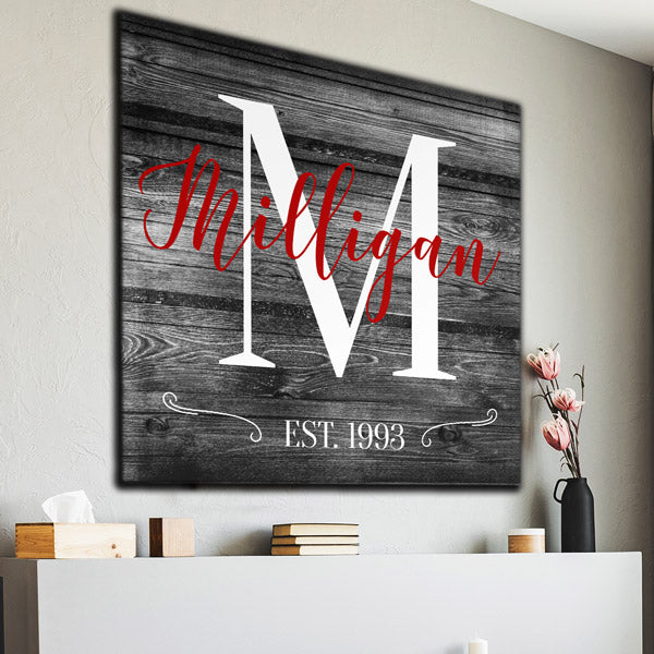 Personalized &quot;Family Name&quot; Color-Choice Premium Canvas