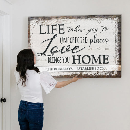 Personalized "Love Brings You Home" Premium Canvas