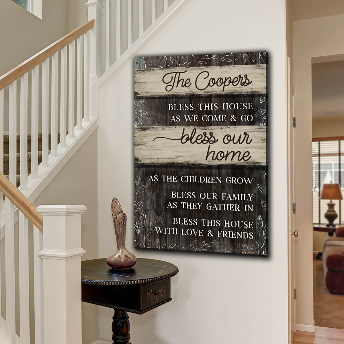Personalized "Bless This House As We Come & Go" Premium Canvas