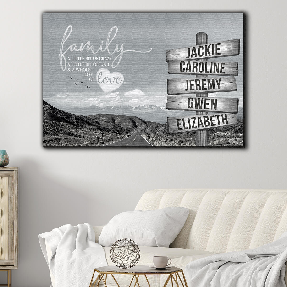 Personalized Road Sign "Family Love..." Premium Canvas Wall Art