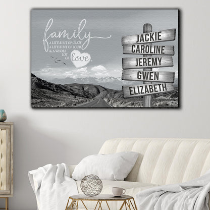 Personalized Road Sign "Family Love..." Premium Canvas Wall Art