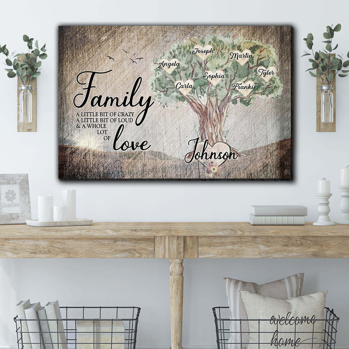 Personalized "Family Tree - Crazy, Love" Premium Canvas Wall Art