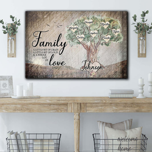 Personalized "Family Tree - Crazy, Love" Premium Canvas Wall Art