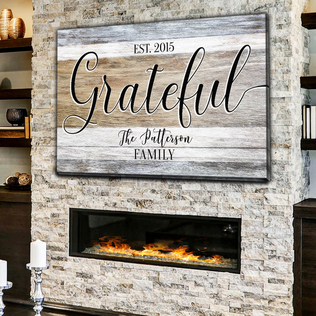 Personalized "Grateful - Family Name & Year" Premium Canvas Wall Art