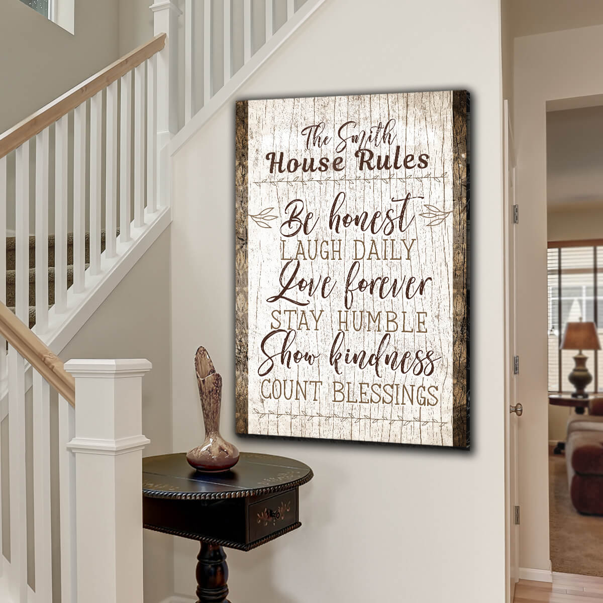 Personalized "Family Name - House Rules" Premium Canvas Wall Art
