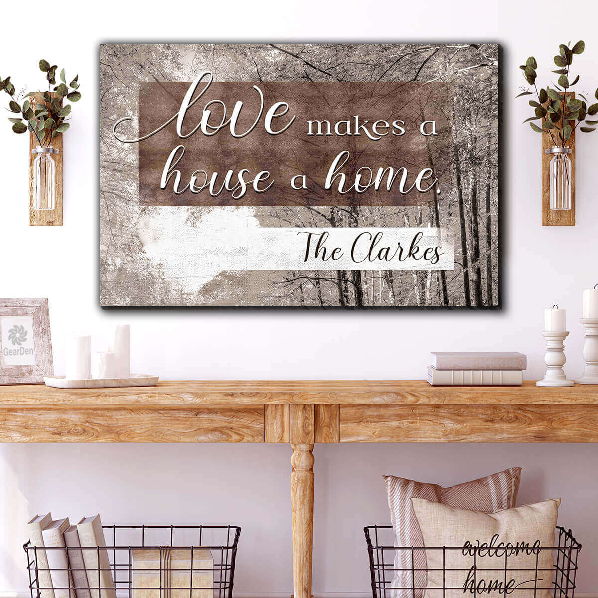 Personalized "Love Makes A House A Home" Premium Canvas Wall Art