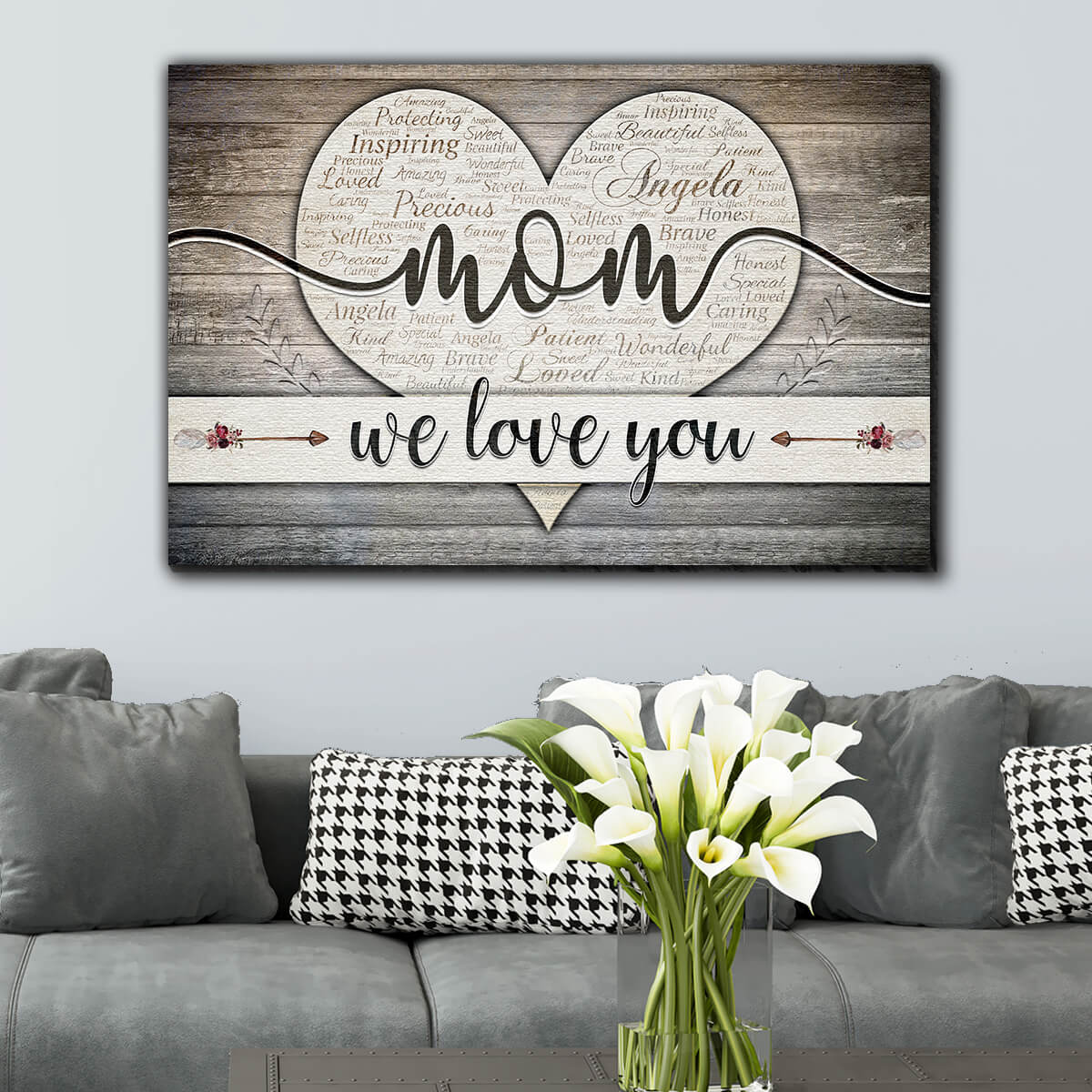 Personalized "Mom We Love You - Names On Background" Premium Canvas Wall Art