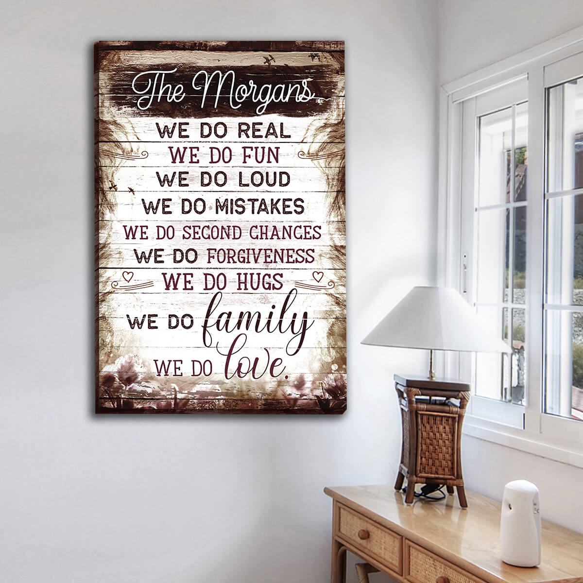 Personalized" We Do Real, We Do Family, We Do Love" Premium Canvas Wall Art