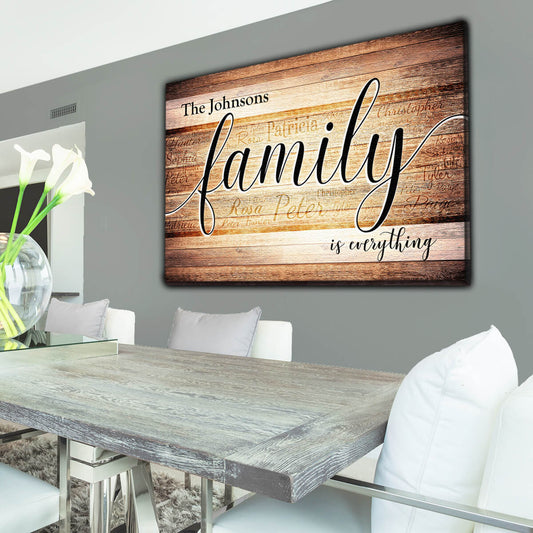 Personalized "Family - Names On  Background" Premium Canvas Wall Art