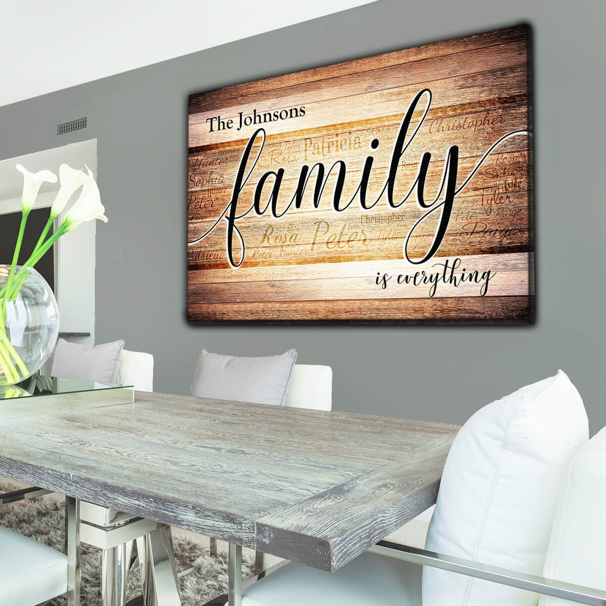 Personalized &quot;Family - Names On  Background&quot; Premium Canvas Wall Art