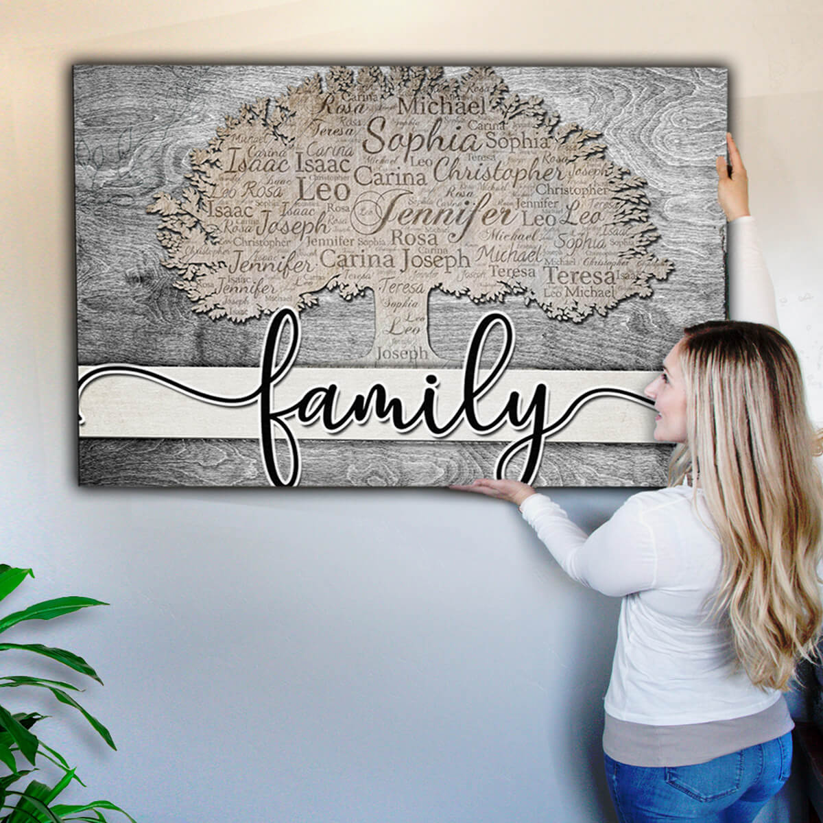 Personalized Names on Tree "Family" Premium Canvas