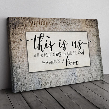 Personalized "This Is Us" With Names on Background Premium Canvas