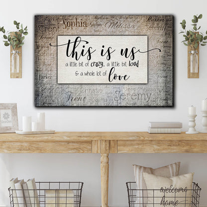 Personalized "This Is Us" With Names on Background Premium Canvas