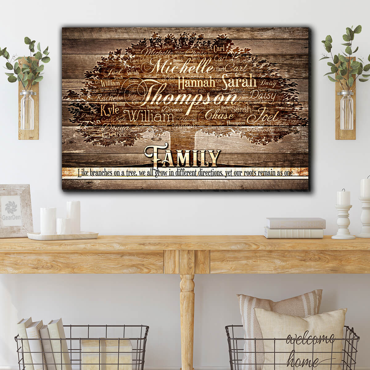 Personalized "Family - Like Branches On A Tree..." Premium Canvas