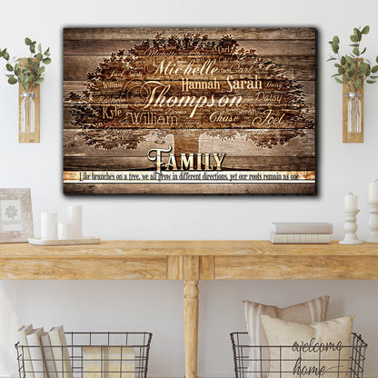 Personalized "Family - Like Branches On A Tree..." Premium Canvas