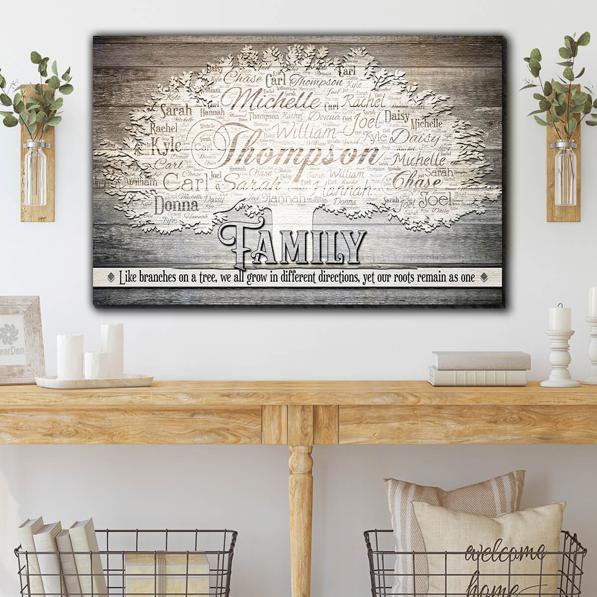 Personalized "Family - Like Branches On A Tree..." Premium Canvas