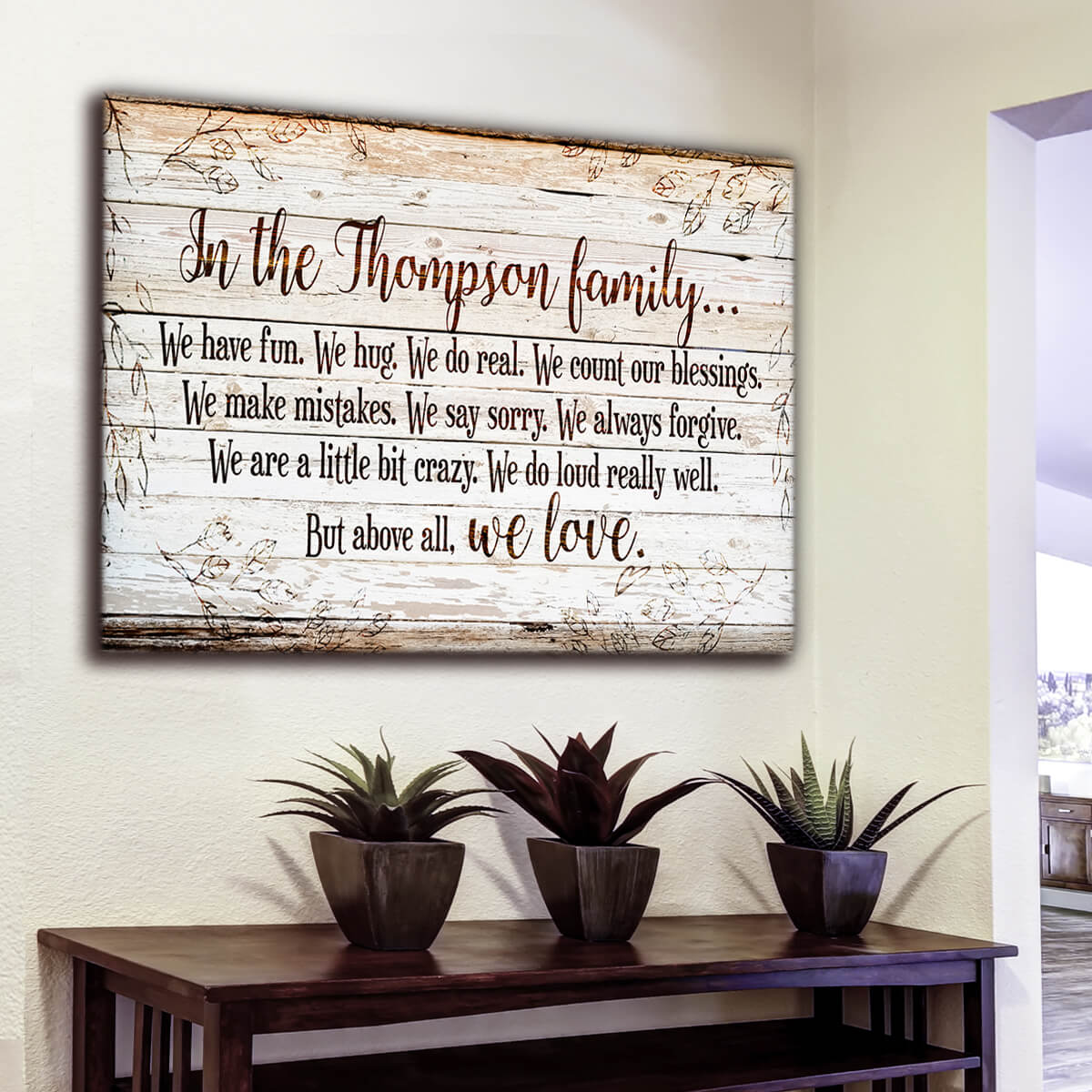 Personalized "In Our Family.. Above All We Love" Premium Canvas
