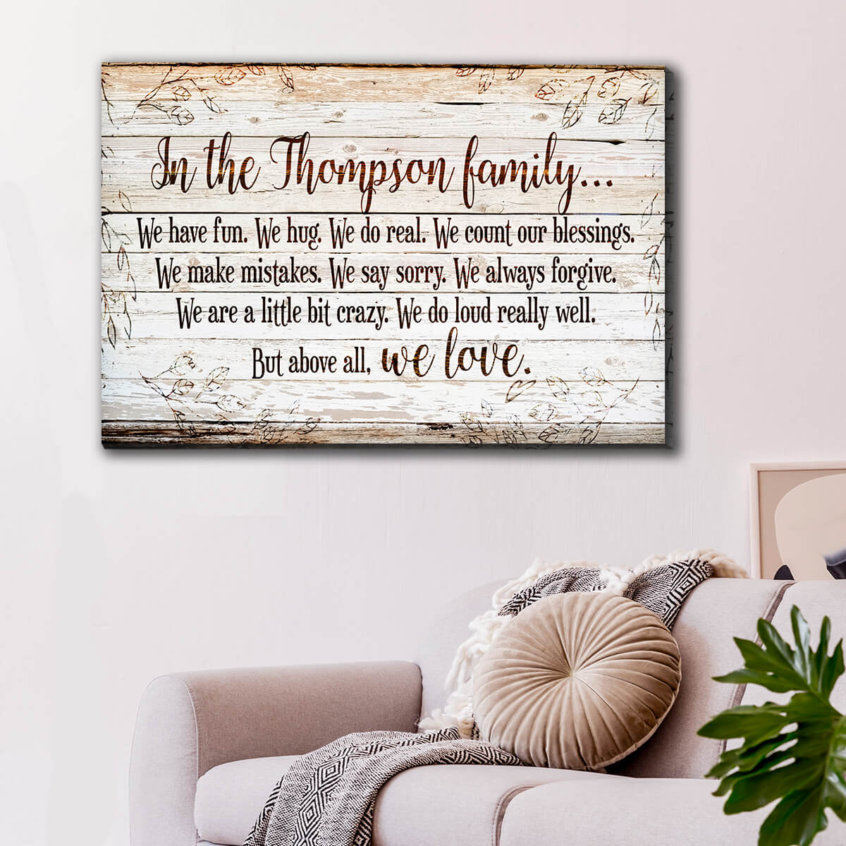Personalized "In Our Family.. Above All We Love" Premium Canvas