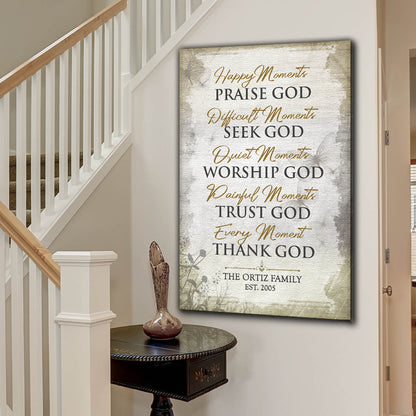 Personalized Family Name "Every Moment, Thank God" Premium Canvas