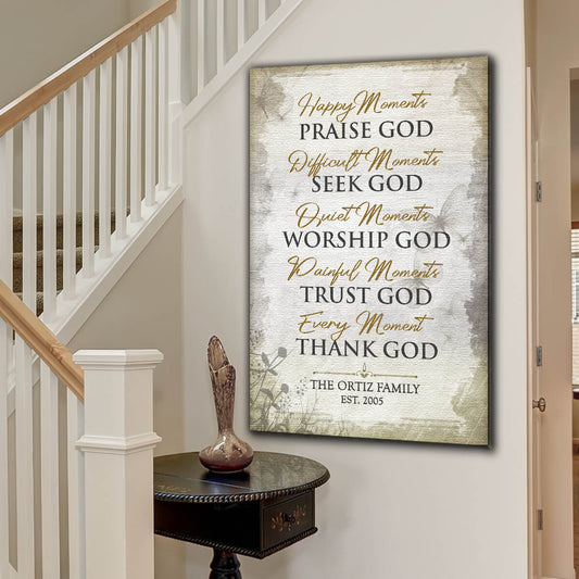 Personalized Family Name "Every Moment, Thank God" Premium Canvas
