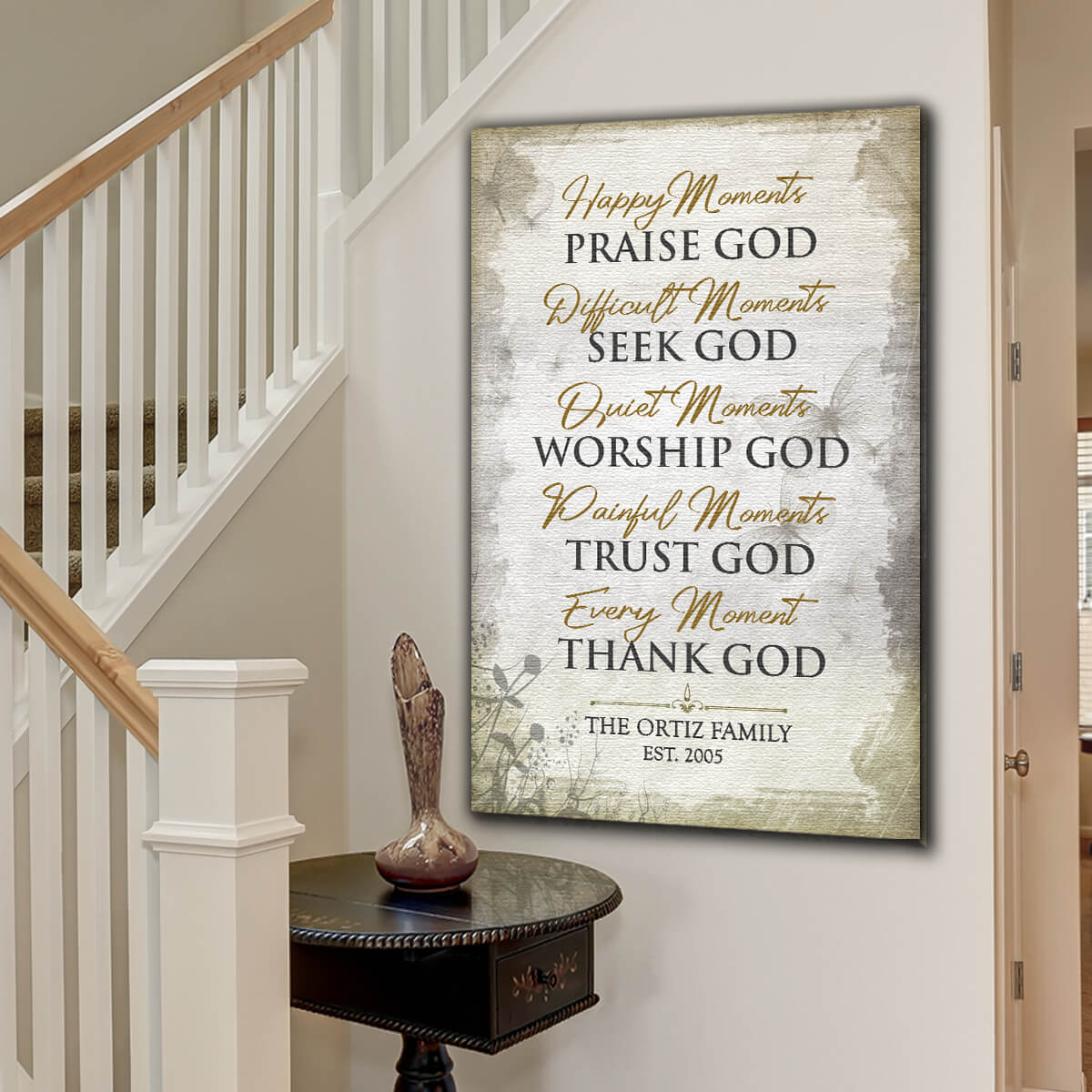 Personalized "Family Name - Every Moment, Thank God" Canvas Wall Art