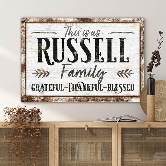 Personalized "This Is Us - Grateful, Thankful, Blessed" Premium Canvas