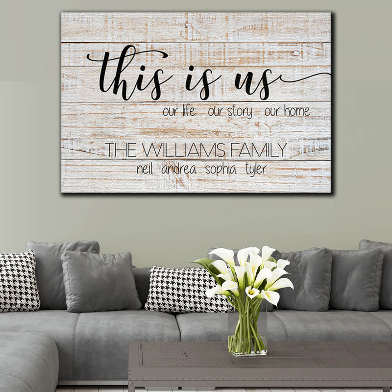 Personalized Canvas Wall Art With Family Name "This Is Us Our Home