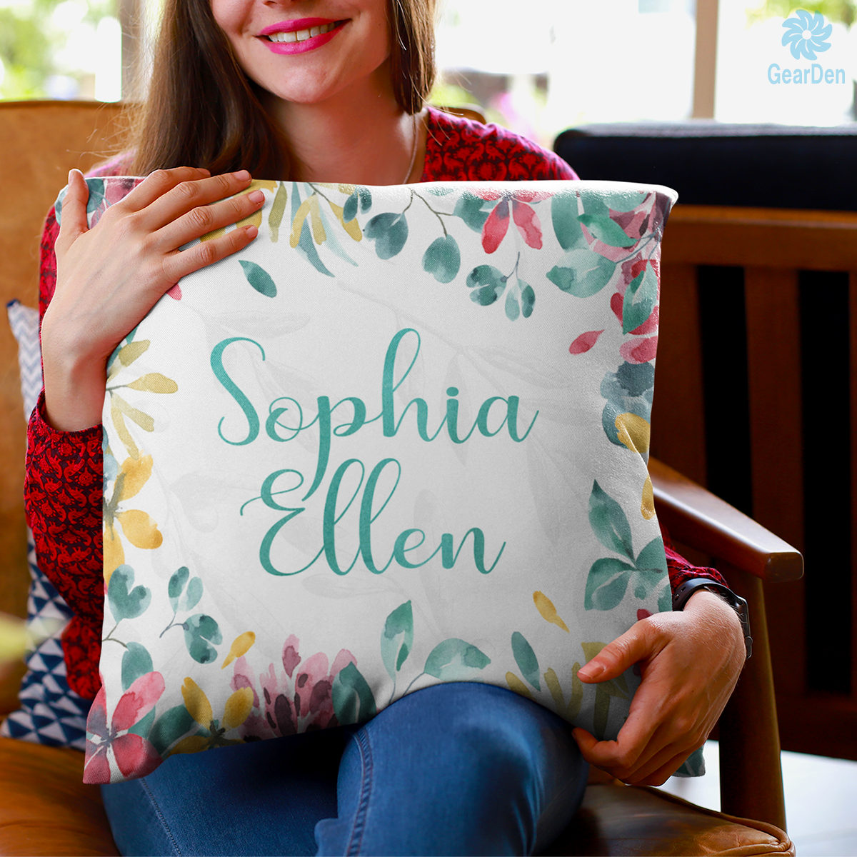 Personalized Name Pillow With Floral Print - GearDen