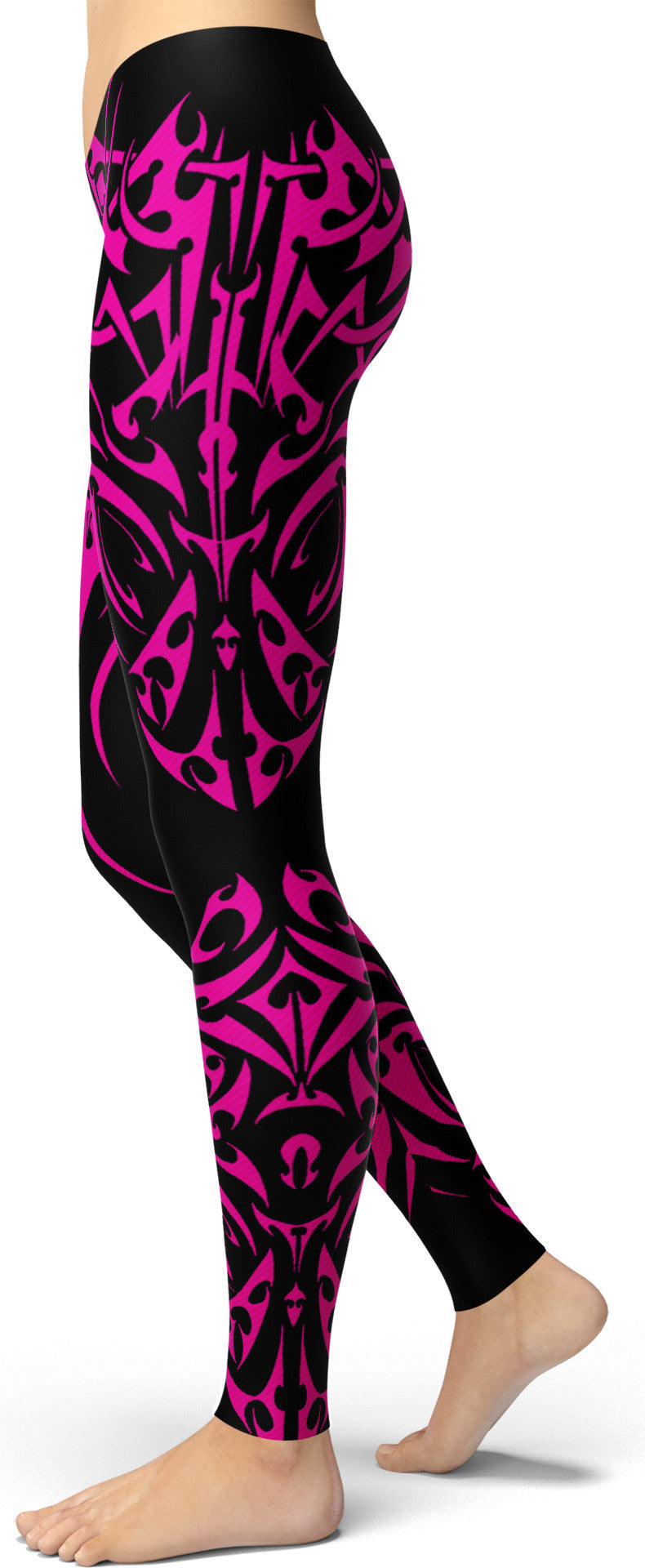 Pink Tribal Tattoo-Pattern Leggings