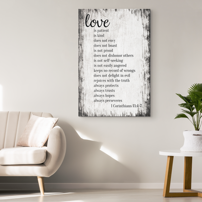 "Love Is Patient, Kind.." Corinthians Premium Canvas