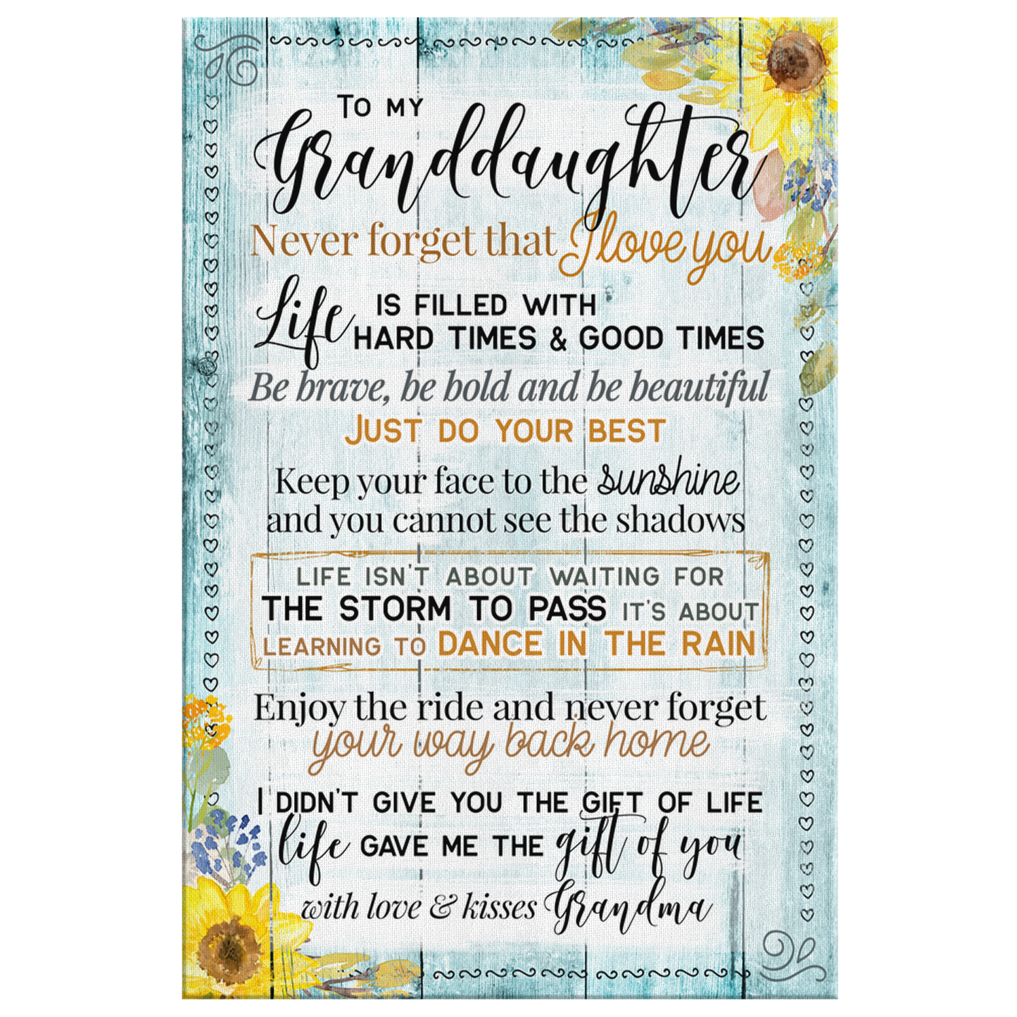 Personalized "To My Granddaughter - I Love You" Premium Canvas