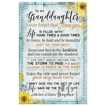 Personalized "To My Granddaughter - I Love You" Premium Canvas