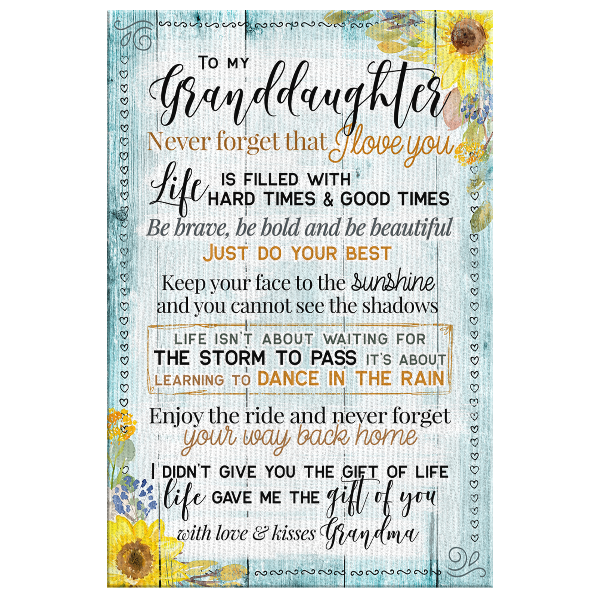 Personalized "To My Granddaughter-I Love You" Premium Canvas Wall Art