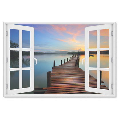 "Beach Boardwalk Window View" Premium Canvas