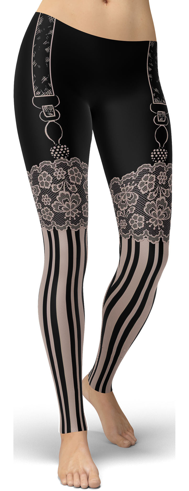 Burlesque Stockings Printed Leggings