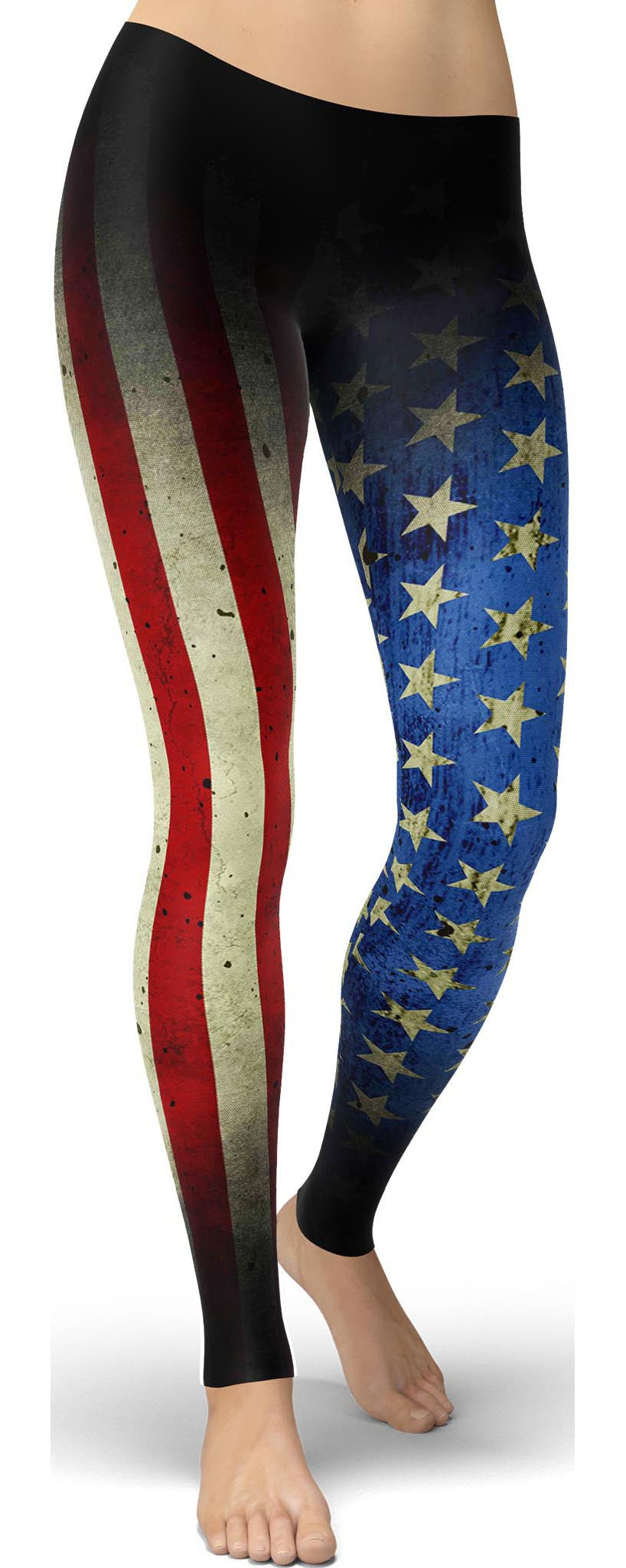 American Flag Grunge-Style Leggings