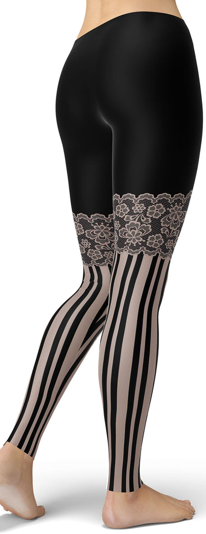 Burlesque Stockings Printed Leggings