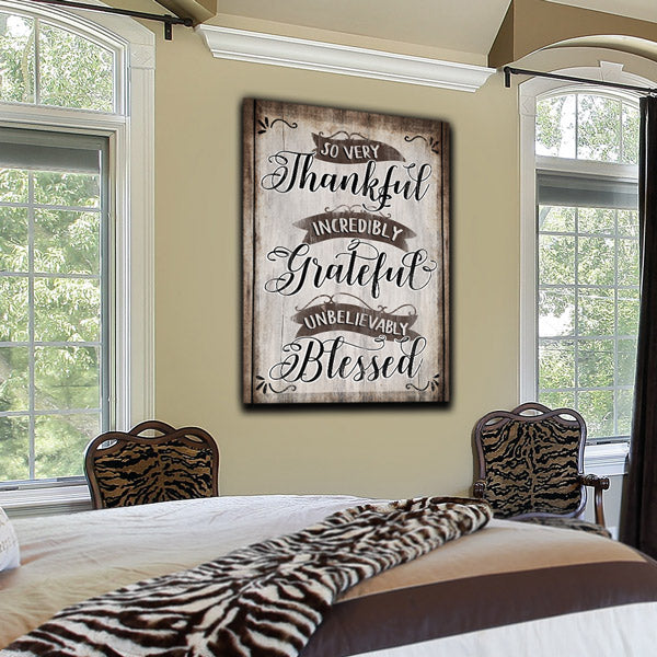 "So Very Thankful, Grateful, Blessed" Premium Canvas Wall Art