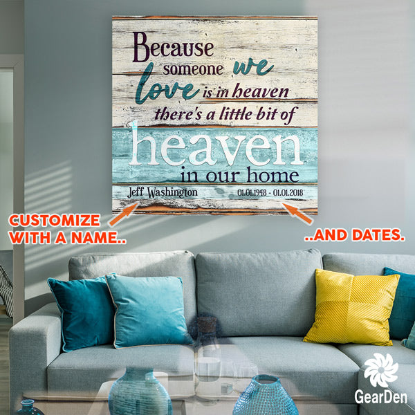 someone we love is in heaven personalized canvas wall art