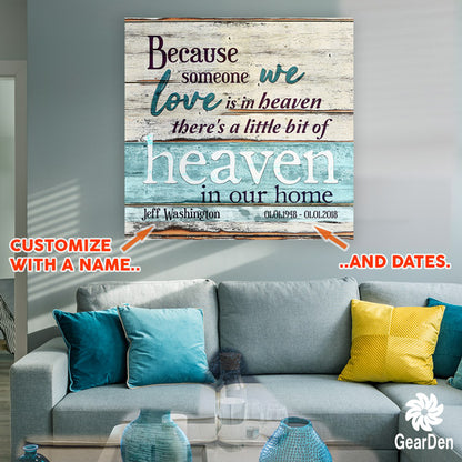 someone we love is in heaven personalized canvas wall art