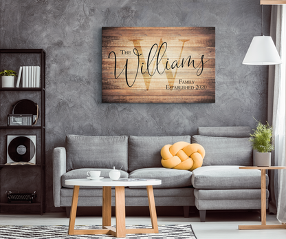 Personalized Rustic "Family Name" Premium Canvas