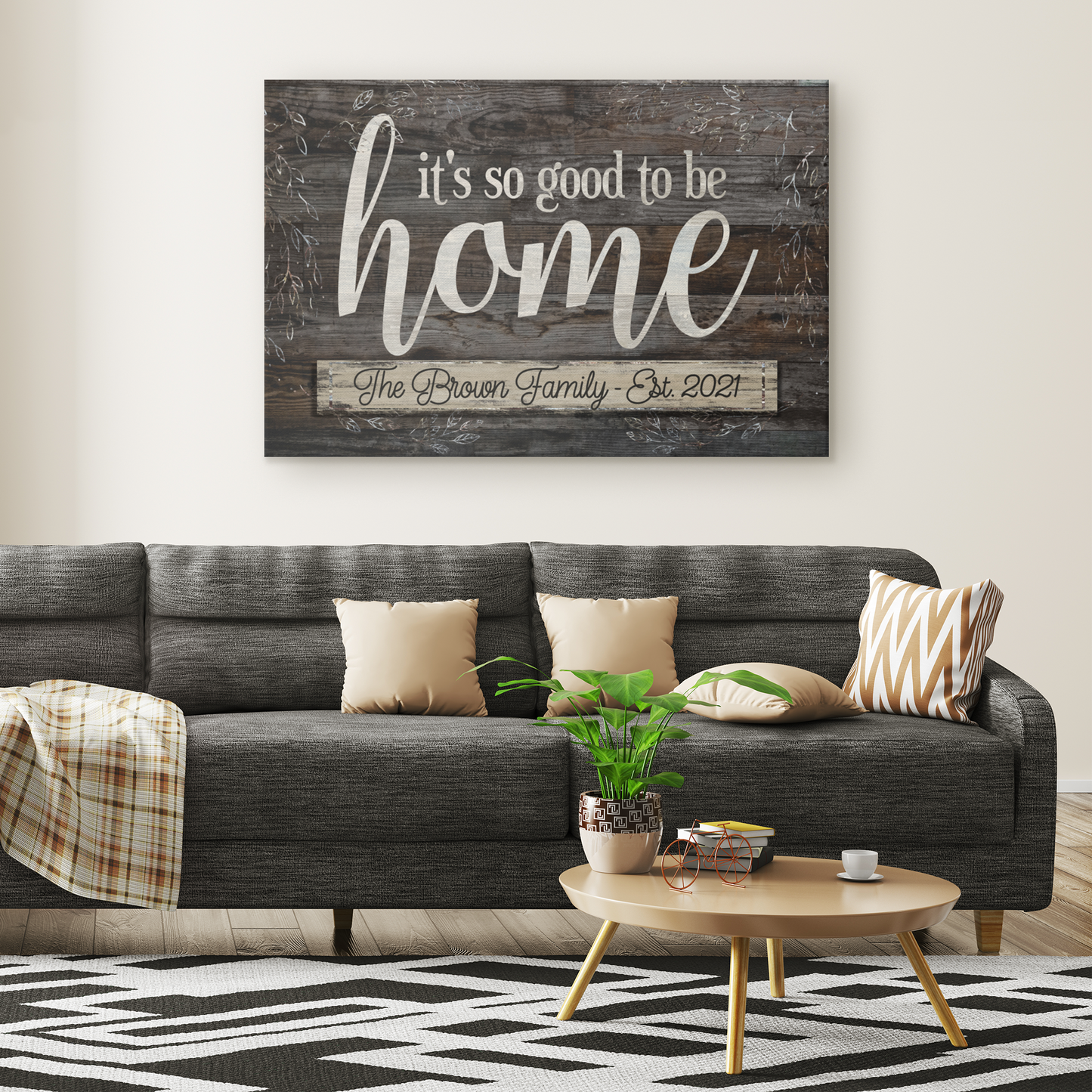 Personalized "So Good To Be Home" Premium Rustic Canvas