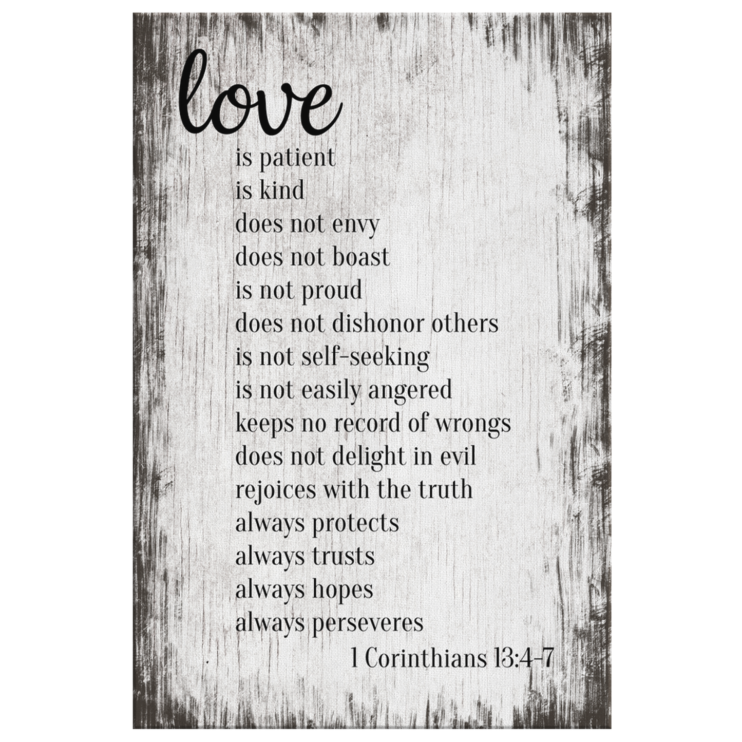 "Love Is Patient, Kind.." Corinthians Premium Canvas