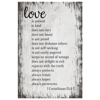 "Love Is Patient, Kind.." Corinthians Premium Canvas