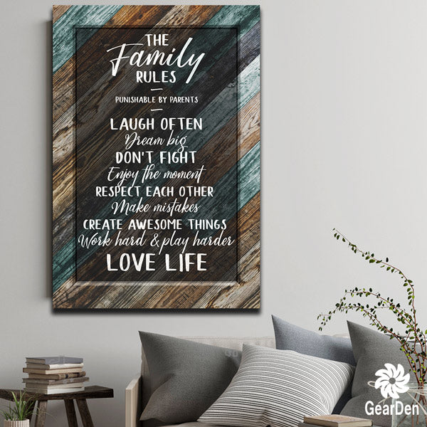 "The Family Rules" Premium Canvas