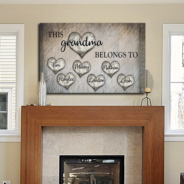 Personalized "This Grandma Belongs To" Premium Canvas Wall Art